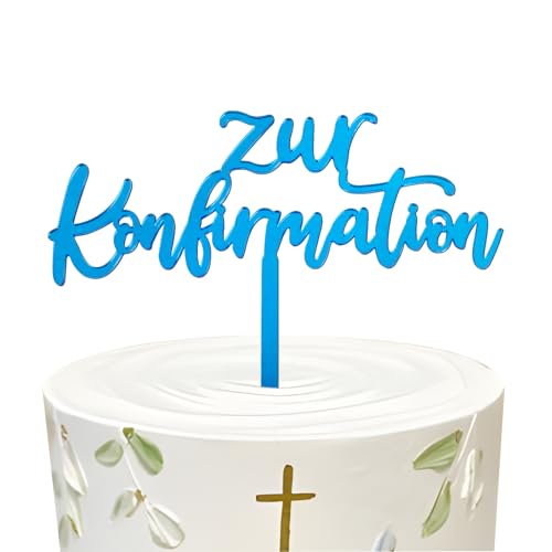 MEJOSER Cake Topper Konfirmation Tortendeko Blau Torten Topper Tortenstecker Zur Konfirmation Deko für Junge Mädchen Kuchen Cupcake (Blau) von MEJOSER