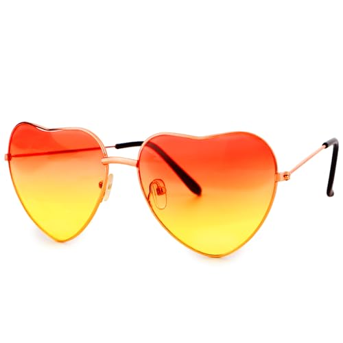 MEJOSER Herzbrille Orange Rosa Herz Brille Aperol Lillet Hippie Pink Partybrille 70er 80er Jahre Accessoires Damen Herren für Fasching Karneval JGA Sommer Geburtstag 70s 80s Geschenk von MEJOSER