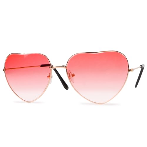 MEJOSER Herzbrille Rosa Herz Brille Lillet Hippie Partybrille 60er 70er 80er Jahre Accessoires Pink Damen Herren für Fasching Karneval JGA Sommer Hawaii Geburtstag 70s 80s Geschenk (Rosa) von MEJOSER