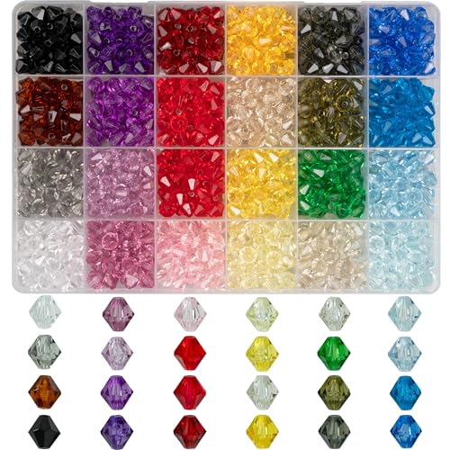 Melius Kristall-Doppelkegelperlen, 960 Stück, facettierte Acrylperlen, Regenbogenperlen, lose Perlen für Schmuckherstellung, DIY-Armbänder, Halsketten, Vorhang, Schlüsselanhänger, Armbänder (8 mm) von MELIUS