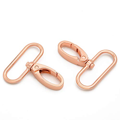 15 Stück ovale Ring-Karabinerverschluss, Klauen-Druck-Tor-Trigger-Verschlüsse, drehbare Karabinerhaken für Lederhandwerksgurte, Schlüsselbandbänder (Roségold, 3,8 cm) von MELORDY