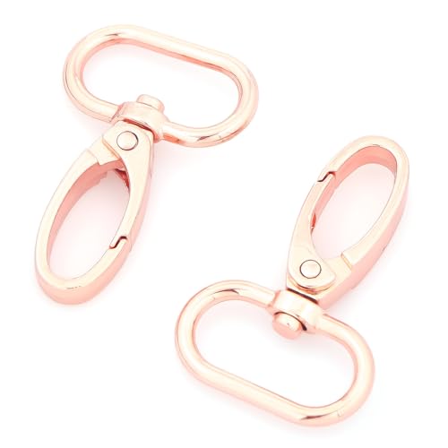 15 Stück ovale Ring-Karabinerverschluss, Klauen-Druck-Tor-Trigger-Verschlüsse, drehbare Karabinerhaken für Lederhandwerksriemen, Schlüsselbandbänder (Roségold, 2,5 cm) von MELORDY