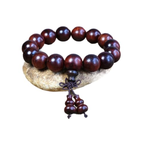 MELRIE 1 Stück rote Rosenholz Armbänder Buddha Yoga Armband Holzperlen Strang Bracelet-15mm von MELRIE