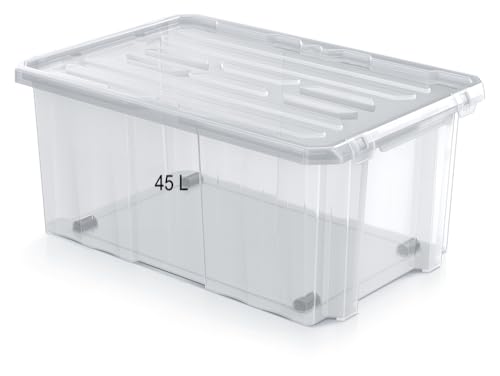 MELTOM Aufbewahrungsbehälter Behälter Transparenter Organizer Sortierbox mit oder ohne Deckel 3 Größen (45L - Mit Deckel) von MELTOM