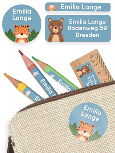 melu kids® Namensaufkleber Set für Kinder in der Schule (150 Stück) - Personalisierte Aufkleber mit Namen für Schulsachen - Wasserfest und in verschiedenen Größen - blau von MELU Kids