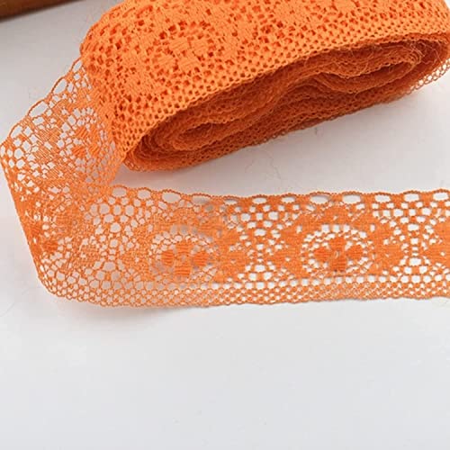 Spitzenbesatz, Nähspitze, Nähbesatz und Verzierungen, mehrfarbiges Spitzenband, bestickter Spitzenbesatz, Netzstoff, Spitzenbesatz for Nähen von Kleidungszubehör (Farbe: Marineblau)(Orange) von MELY