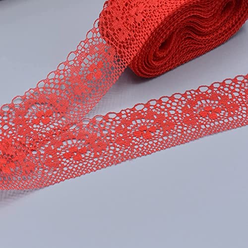 Spitzenbesatz, Nähspitze, Nähbesatz und Verzierungen, mehrfarbiges Spitzenband, bestickter Spitzenbesatz, Netzstoff, Spitzenbesatz for Nähen von Kleidungszubehör (Farbe: Marineblau)(Red) von MELY