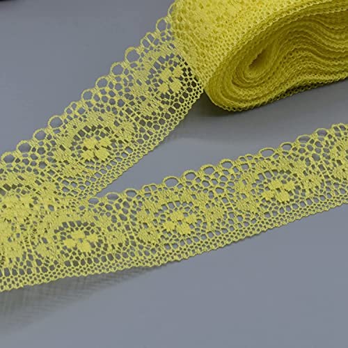 Spitzenbesatz, Nähspitze, Nähbesatz und Verzierungen, mehrfarbiges Spitzenband, bestickter Spitzenbesatz, Netzstoff, Spitzenbesatz for Nähen von Kleidungszubehör (Farbe: Marineblau)(Yellow) von MELY