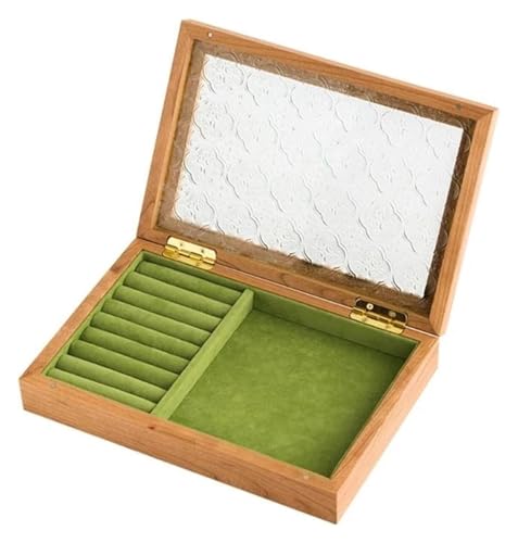 MEMEM Schmuckschatulle, Schmuckkästchen, Organizer, Glas-Flip-Cover-Box, solide Schmuckschatullen for Damen, Ringe, Schmuck-Aufbewahrungsboxen, Ohrring-Aufbewahrung von MEMEM