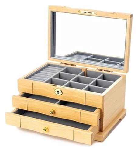 Schmuckschatulle, Organizer, Massivholz-Schmuckkästchen, chinesischer Stil, Schloss, Ohrringe, Halskette, Uhr, Aufbewahrungsbox, Hochzeitsgeschenk, einfaches Zuhause, mehrschichtige Aufbewahrungsbox, von MEMEM