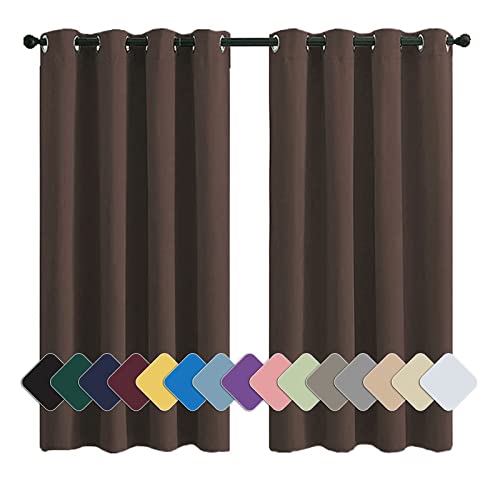 Curtains Modern Kindervorhänge Blickdicht Hochwertige Qualität Kälteschutz, für Schal Schlafzimmer Kinderzimmer Wohnzimmer Dunkelbraun 1 Stück, 120x100cm(HxB) von MENGH