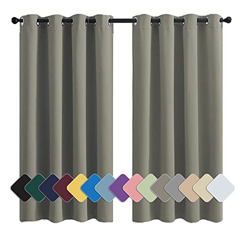 Curtains Modern Ösenschals Verdunkelnd Geräuschreduzierung Einfach Anzubringen, für Wohnzimmer Schlafzimmer Küche Grün Grau 1 Stück, 180x200cm(HxB) von MENGH