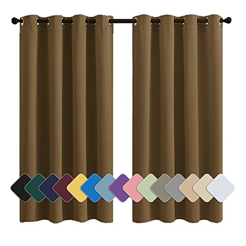 Curtains Modern Thermosvorhang Verdunkelnd Geräuschreduzierung Einfach Anzubringen, für Schlafzimmer Kinderzimmer Wohnzimmer braun 1 Stück, 120x100cm(HxB) von MENGH