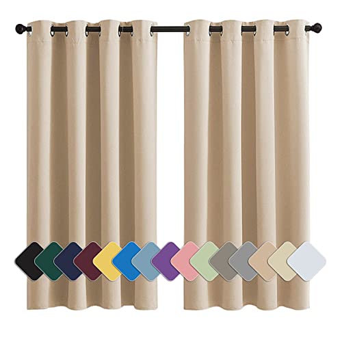 MENGH Blickdichte Gardinen Verdunklung Ösenvorhang Blickdicht Hochwertige Qualität Kälteschutz, für Wohnzimmer Schlafzimmer Küche Khaki 1 Stück, 100x100cm(HxB) von MENGH