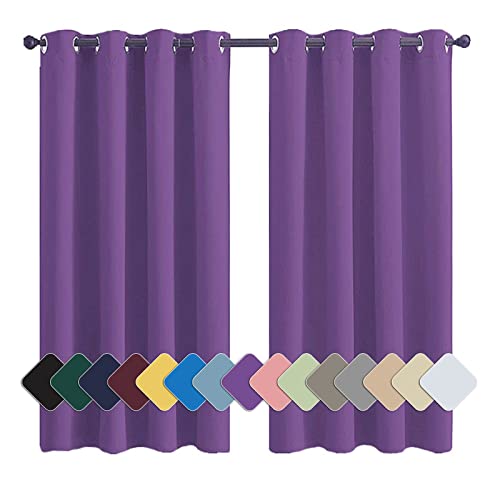 MENGH Blickdichte Vorhänge Schlafzimmer Kinder Vorhang Blickdicht Hochwertige Qualität Kälteschutz, für Dekoration Weihnachten Violett 1 Stück, 120x120cm(HxB) von MENGH