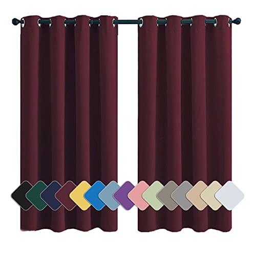 MENGH Blickdichter Vorhang Ösen Schal Vorhang Blickdicht Geräuschreduzierung leichte weiche, für Zimmer Küche Babyroom Rotwein 1 Stück, 260x180cm(HxB) von MENGH