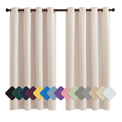 MENGH Gardinen Blickdichte Ösenschals Verdunkelnd Thermo Schalldämmend, für Zimmer Küche Babyroom beige rosa 1 Stück, 100x100cm(HxB) von MENGH