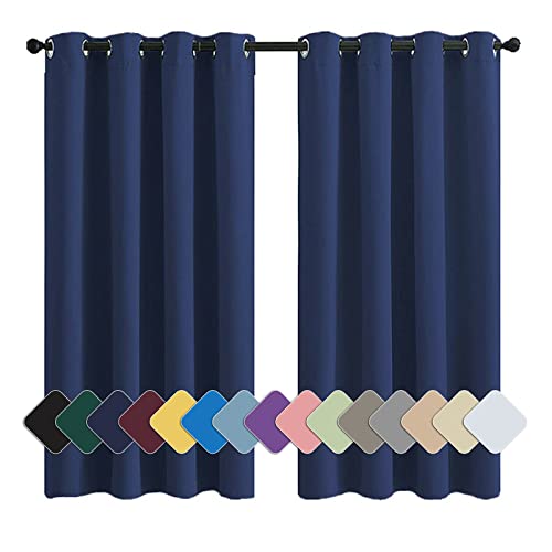 MENGH Lichtundurchlässige Vorhang Ösenschal Blickdicht Thermo Schalldämmend, für Wohnzimmer Schlafzimmer Küche Dunkelblau 1 Stück, 90x140cm(HxB) von MENGH