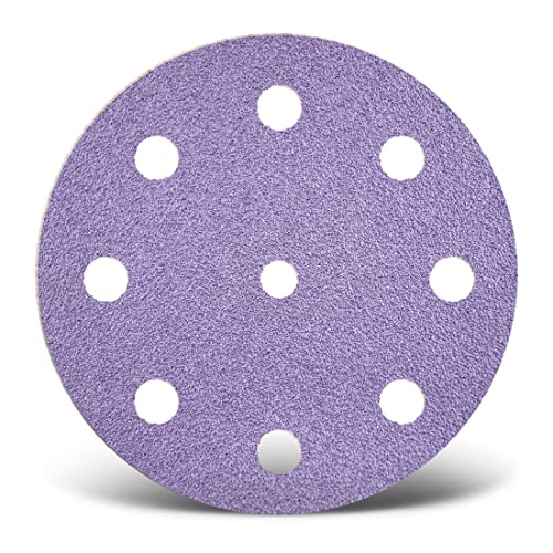 MENZER Purple HD Klett-Schleifscheiben, 125 mm, 9-Loch, f. Exzenterschleifer, Keramik-Mix (50 Stk.) K80 von MENZER