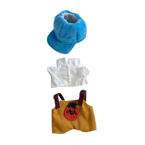 Hemd Und Hose für Ausgestopfte Puppen, Pädagogische Anziehkleidung für Kleine Mädchen, Kleidung für Plüschpuppen Zum Selbermachen von Puppen für 15 cm, Obst Und Blauer Hut von MERIGLARE