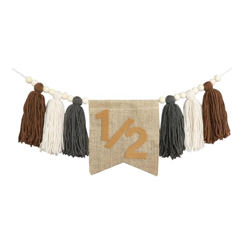 MERIGLARE 1/2 Geburtstag Banner für Hochstuhl, Kinderzimmer Wanddeko, Holzperlen Quaste, Braun MERIGLARE 1/2 Geburtstag Banner für Hochstuhl, Kinderzimmer Wanddeko, Holzperlen Quaste, Braun von MERIGLARE