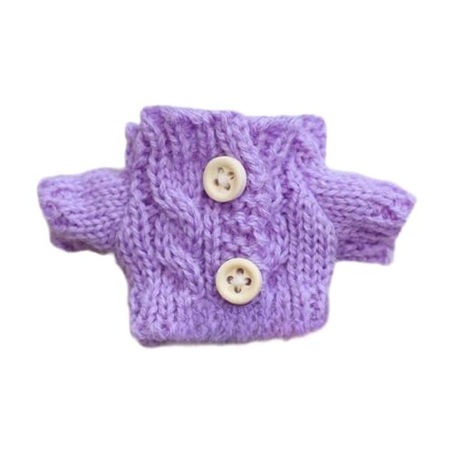 Mini Plüsch Puppe T Shirt Plüsch Spielzeug Zubehör Kostüme Puppe Kleidung Puppe Hosen Outifts, Violette Holzknöpfe von MERIGLARE