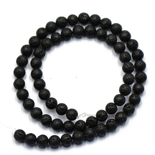 MERISHOPP® 6 mm große, schwarze Vulkan-Lava-Edelsteinperlen, lose Perlen, 38,1 cm, rund, Schmuck und Uhren, lose Diamanten und Edelsteine, lose Edelsteine, ein Perlenstrang von MERISHOPP