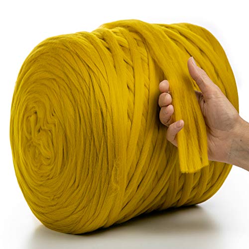 MeriWoolArt® 100% XXL Merino Wolle Garn 2 cm Dicke Wolle Garn, Filzwolle Trockenfilzen Nassfilzen, DIY Wolle Garn Decke, Decke Baby Wolle, Arm Stricken Decke Garn (Tabaco, 3 kg) von MERIWOOLART