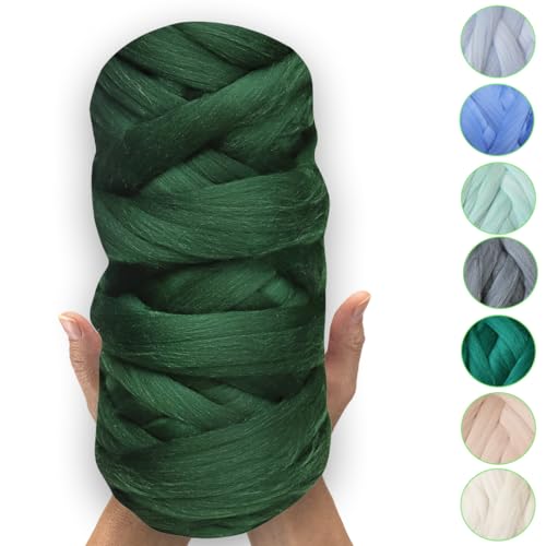 MeriWoolArt® 100% XXL Merino Wolle – 19 Micron Weiche, Dicke Wolle – Filzwolle für Trockenfilzen, Nassfilzen – DIY Decke, Baby Wolle, Armstricken – Flauschige Wolle für Stricken & Häkeln von MERIWOOLART