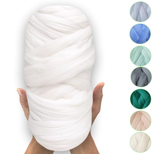 MeriWoolArt® 100% XXL Merino Wolle – 19 Micron Weiche, Dicke Wolle – Filzwolle für Trockenfilzen, Nassfilzen – DIY Decke, Baby Wolle, Armstricken – Flauschige Wolle für Stricken & Häkeln von MERIWOOLART