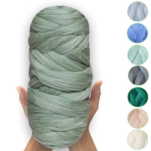 MeriWoolArt® 100% XXL Merino Wolle – 19 Micron Weiche, Dicke Wolle – Filzwolle für Trockenfilzen, Nassfilzen – DIY Decke, Baby Wolle, Armstricken – Flauschige Wolle für Stricken & Häkeln von MERIWOOLART