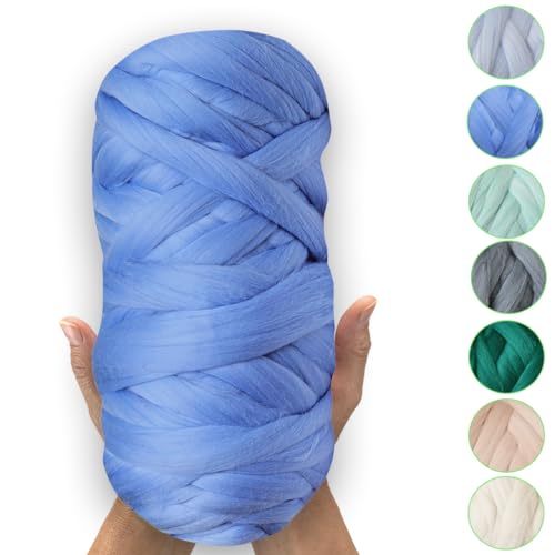 MeriWoolArt® 100% XXL Merino Wolle – 19 Micron Weiche, Dicke Wolle – Filzwolle für Trockenfilzen, Nassfilzen – DIY Decke, Baby Wolle, Armstricken – Flauschige Wolle für Stricken & Häkeln von MERIWOOLART