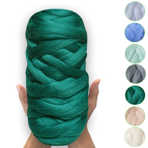 MeriWoolArt® 100% XXL Merino Wolle – 19 Micron Weiche, Dicke Wolle – Filzwolle für Trockenfilzen, Nassfilzen – DIY Decke, Baby Wolle, Armstricken – Flauschige Wolle für Stricken & Häkeln von MERIWOOLART