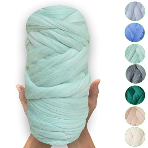 MeriWoolArt® 100% XXL Merino Wolle – 19 Micron Weiche, Dicke Wolle – Filzwolle für Trockenfilzen, Nassfilzen – DIY Decke, Baby Wolle, Armstricken – Flauschige Wolle für Stricken & Häkeln von MERIWOOLART