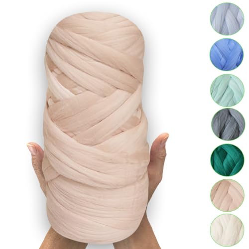 MeriWoolArt® 100% XXL Merino Wolle – 19 Micron Weiche, Dicke Wolle – Filzwolle für Trockenfilzen, Nassfilzen – DIY Decke, Baby Wolle, Armstricken – Flauschige Wolle für Stricken & Häkeln von MERIWOOLART