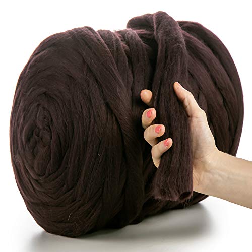 MeriWoolArt® 100% XXL Merino Wolle Garn 4-5 cm Dicke Wolle Garn, Filzwolle Trockenfilzen Nassfilzen, DIY Klobiges Wolle Garn Decke, Decke Baby Wolle, Arm Stricken Decke Garn Aubergine, 250g von MERIWOOLART