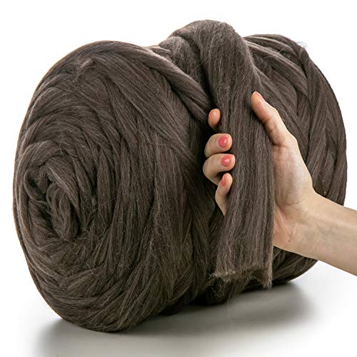 MeriWoolArt® 100% XXL Merino Wolle Garn 4-5 cm Dicke Wolle Garn, Filzwolle Trockenfilzen Nassfilzen, DIY Klobiges Wolle Garn Decke, Decke Baby Wolle, Arm Stricken Decke Garn Bronzeflügel, 100g von MERIWOOLART