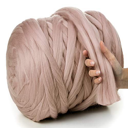 MeriWoolArt® 100% XXL Merino Wolle Garn 4-5 cm Dicke Wolle Garn, Filzwolle Trockenfilzen Nassfilzen, DIY Klobiges Wolle Garn Decke, Decke Baby Wolle, Arm Stricken Decke Garn Cappuccino, 500g von MERIWOOLART