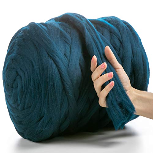 MeriWoolArt® 100% XXL Merino Wolle Garn 4-5 cm Dicke Wolle Garn, Filzwolle Trockenfilzen Nassfilzen, DIY Klobiges Wolle Garn Decke, Decke Baby Wolle, Arm Stricken Decke Garn Meer, 100g von MERIWOOLART