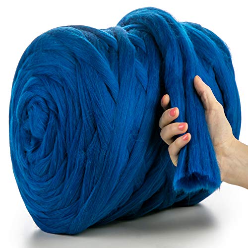 MeriWoolArt® 100% XXL Merino Wolle Garn 4-5 cm Dicke Wolle Garn, Filzwolle Trockenfilzen Nassfilzen, DIY Klobiges Wolle Garn Decke, Decke Baby Wolle, Arm Stricken Decke Garn Türkismelange, 100g von MERIWOOLART