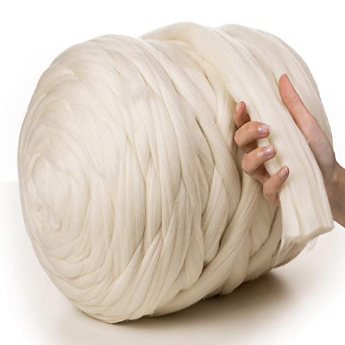 MeriWoolArt® 100% XXL Merino Wolle Garn 4-5cm Dicke Wolle Garn, Filzwolle Trockenfilzen Nassfilzen, DIY Wolle Garn Decke, Decke Baby Wolle, Arm Stricken Decke Garn Natürliche, 4,6Kg von MERIWOOLART