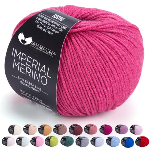 MeriWoolArt® Extrafeine Merinowolle garn zum Stricken oder Häkeln (50g, 100m) - Vielseitig für Hüte, Snoods, Blusen, Tuniken und warme Kleidung für Kinder und Erwachsene von MERIWOOLART