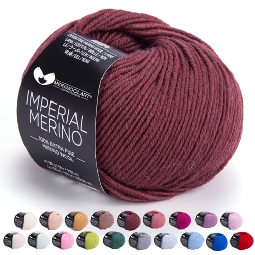 MeriWoolArt® Extrafeine Merinowolle garn zum Stricken oder Häkeln (50g, 100m) - Vielseitig für Hüte, Snoods, Blusen, Tuniken und warme Kleidung für Kinder und Erwachsene von MERIWOOLART