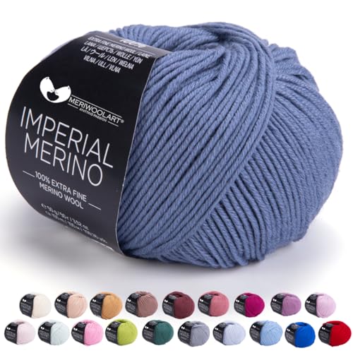 MeriWoolArt® Extrafeine Merinowolle garn zum Stricken oder Häkeln (50g, 100m) - Vielseitig für Hüte, Snoods, Blusen, Tuniken und warme Kleidung für Kinder und Erwachsene von MERIWOOLART