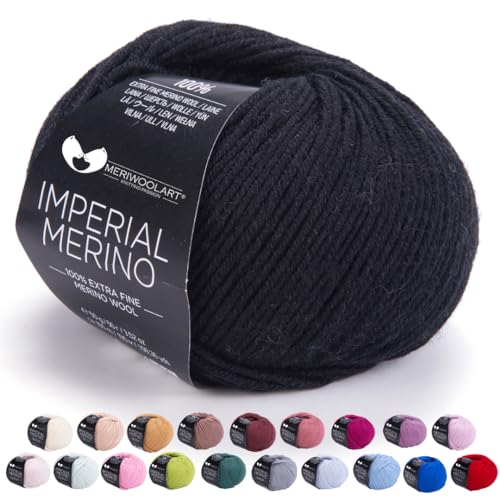 MeriWoolArt® Extrafeine Merinowolle garn zum Stricken oder Häkeln (50g, 100m) - Vielseitig für Hüte, Snoods, Blusen, Tuniken und warme Kleidung für Kinder und Erwachsene von MERIWOOLART