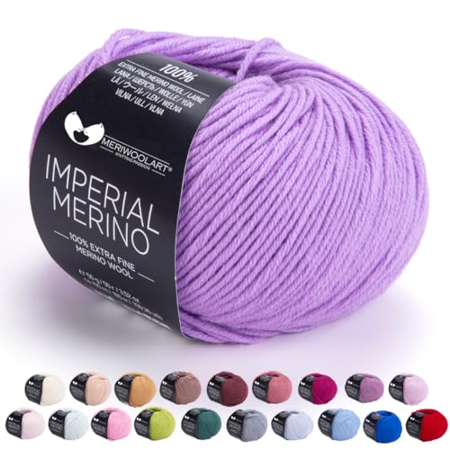 MeriWoolArt® Extrafeine Merinowolle garn zum Stricken oder Häkeln (50g, 100m) - Vielseitig für Hüte, Snoods, Blusen, Tuniken und warme Kleidung für Kinder und Erwachsene von MERIWOOLART