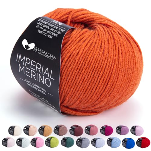 MeriWoolArt® Extrafeine Merinowolle garn zum Stricken oder Häkeln (50g, 100m) - Vielseitig für Hüte, Snoods, Blusen, Tuniken und warme Kleidung für Kinder und Erwachsene von MERIWOOLART