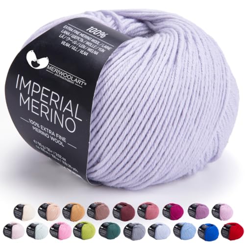 MeriWoolArt® Extrafeine Merinowolle garn zum Stricken oder Häkeln (50g, 100m) - Vielseitig für Hüte, Snoods, Blusen, Tuniken und warme Kleidung für Kinder und Erwachsene von MERIWOOLART