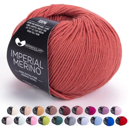 MeriWoolArt® Extrafeine Merinowolle garn zum Stricken oder Häkeln (50g, 100m) - Vielseitig für Hüte, Snoods, Blusen, Tuniken und warme Kleidung für Kinder und Erwachsene von MERIWOOLART