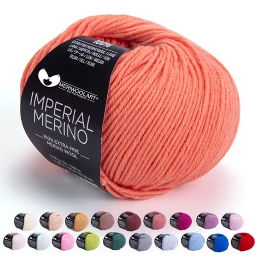 MeriWoolArt® Extrafeine Merinowolle garn zum Stricken oder Häkeln (50g, 100m) - Vielseitig für Hüte, Snoods, Blusen, Tuniken und warme Kleidung für Kinder und Erwachsene von MERIWOOLART